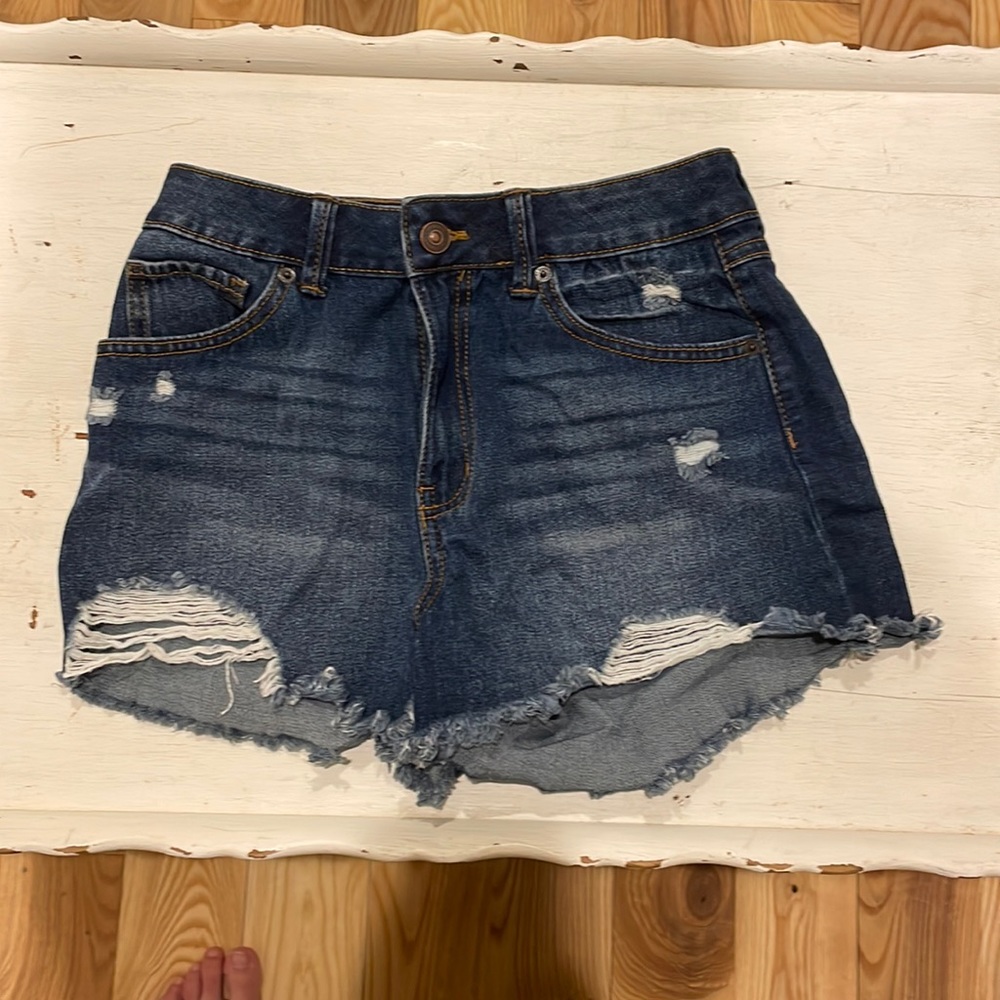 Distressed jean shorts. Size 26.